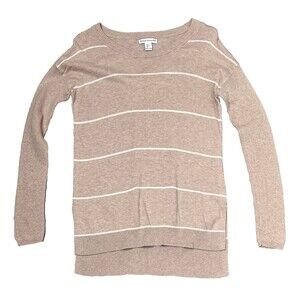 Wearing Your Heart on Your Sleeve Sweater Pink Stripe Long Back Split Hem Small